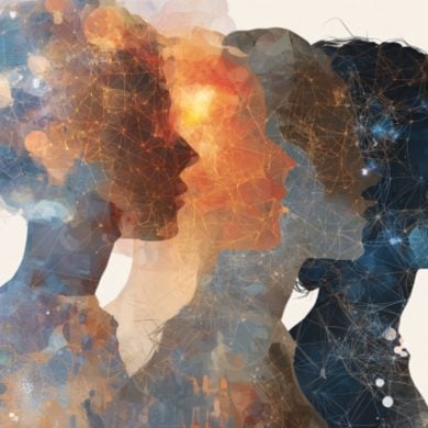 This shows the outline of three heads.