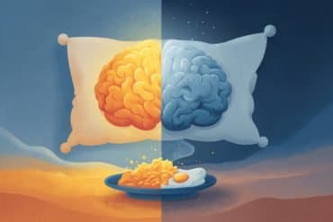 This shows a brain on a pillow and food.