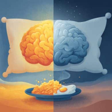 This shows a brain on a pillow and food.