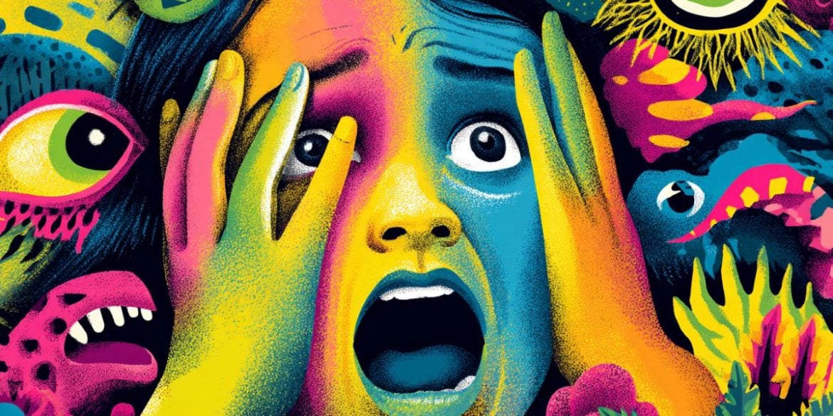 This shows a screaming child.