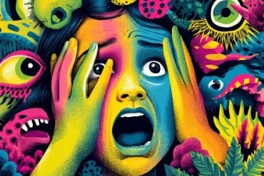 This shows a screaming child.