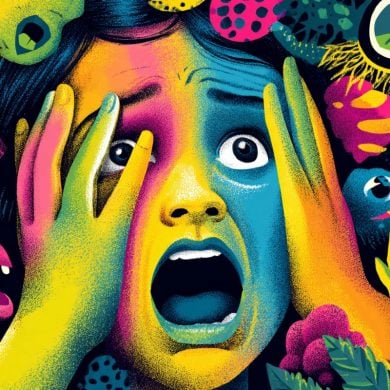 This shows a screaming child.