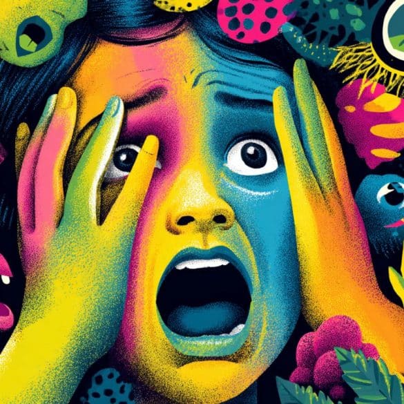 This shows a screaming child.