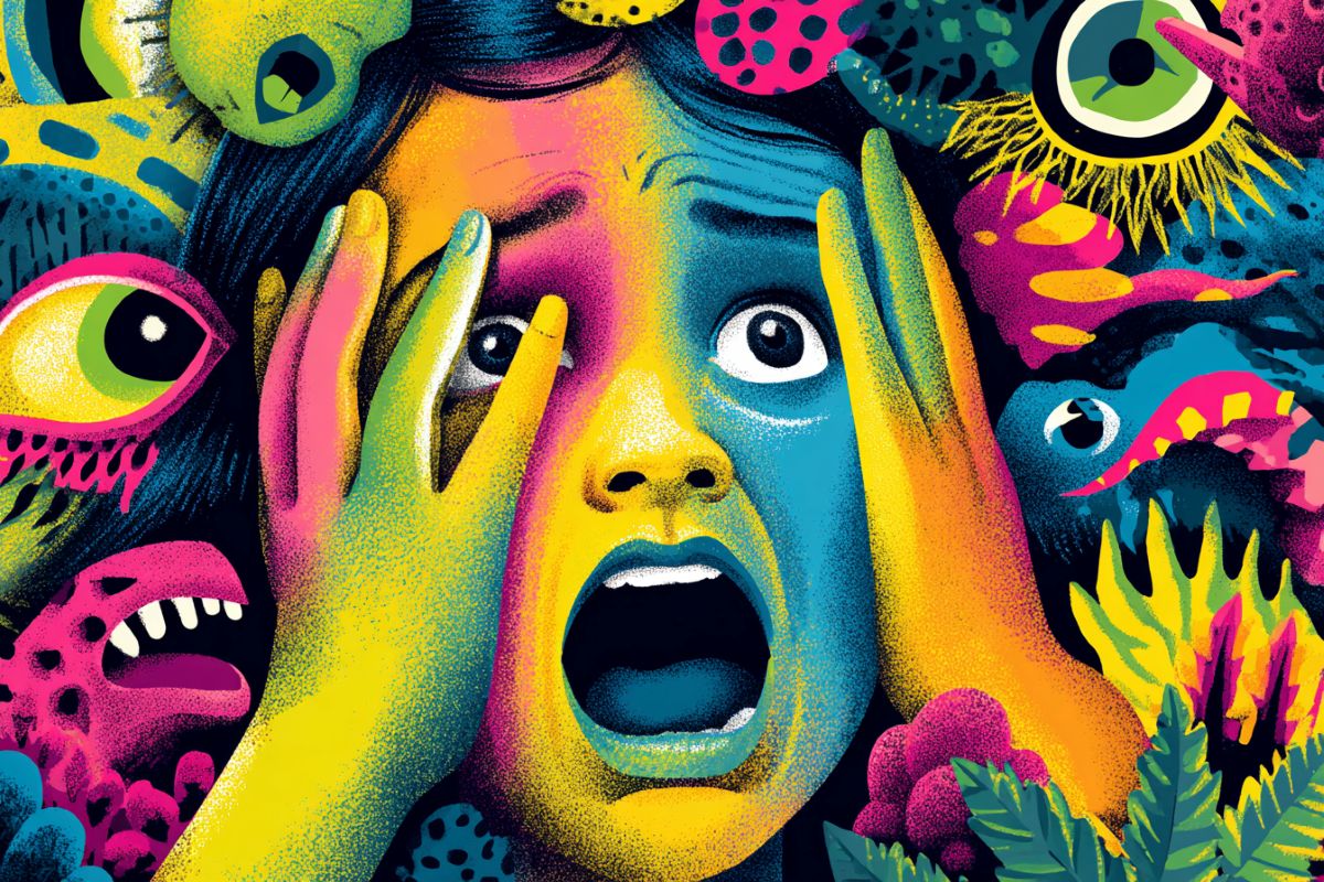 This shows a screaming child.