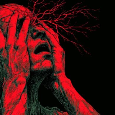 This shows a man clutching his head.