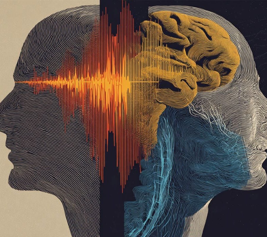 This shows two heads and a brain.