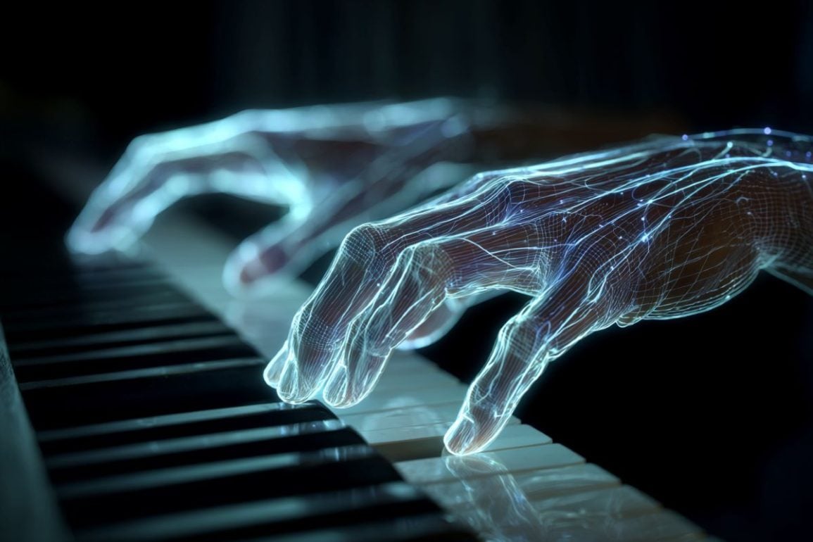 This shows hands on a piano.