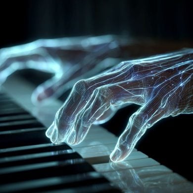 This shows hands on a piano.