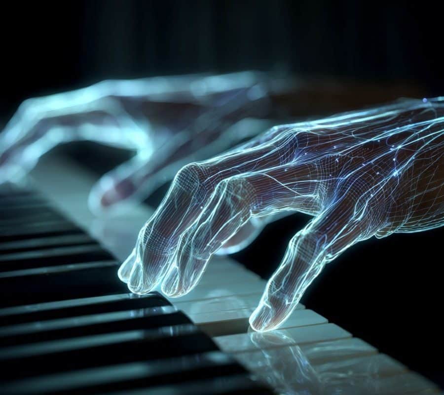This shows hands on a piano.