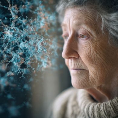 This shows an older woman and neurons.