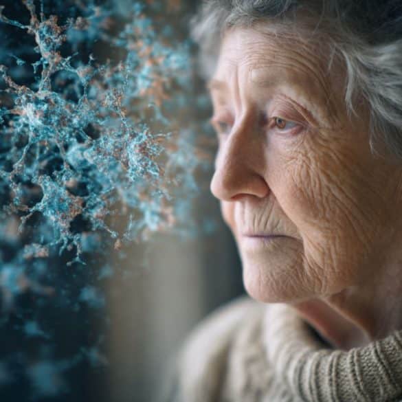 This shows an older woman and neurons.