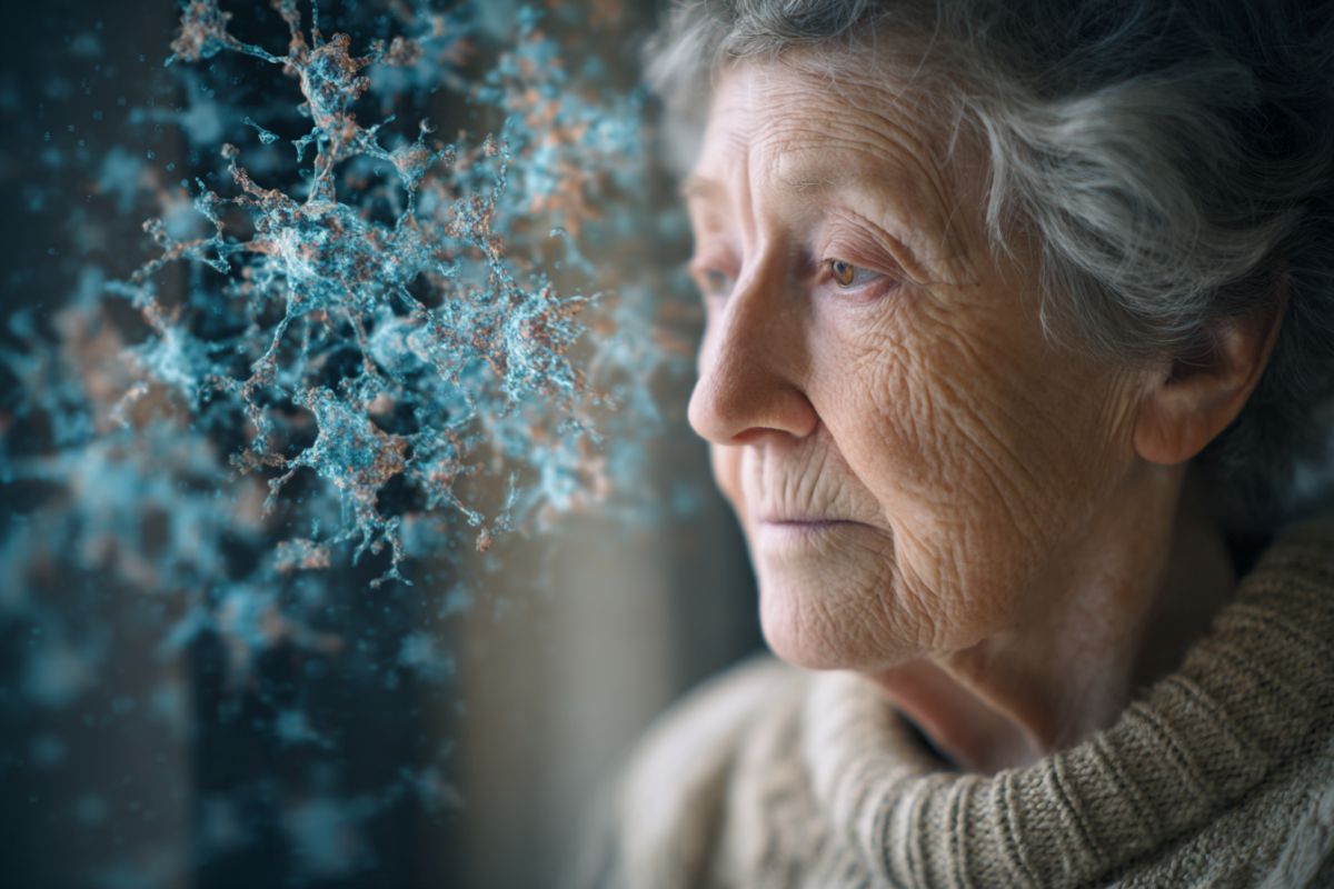 This shows an older woman and neurons.