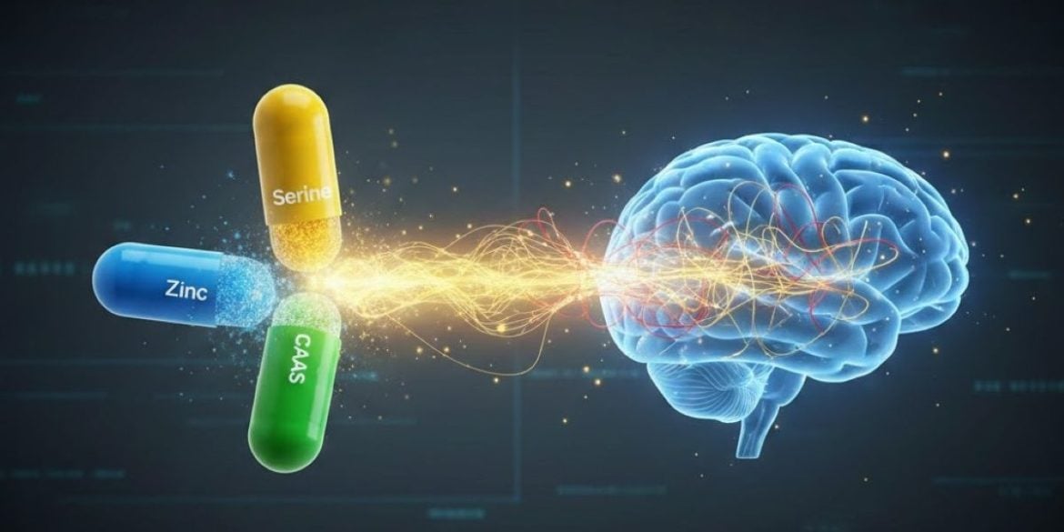 This shows a brain and three supplement pills