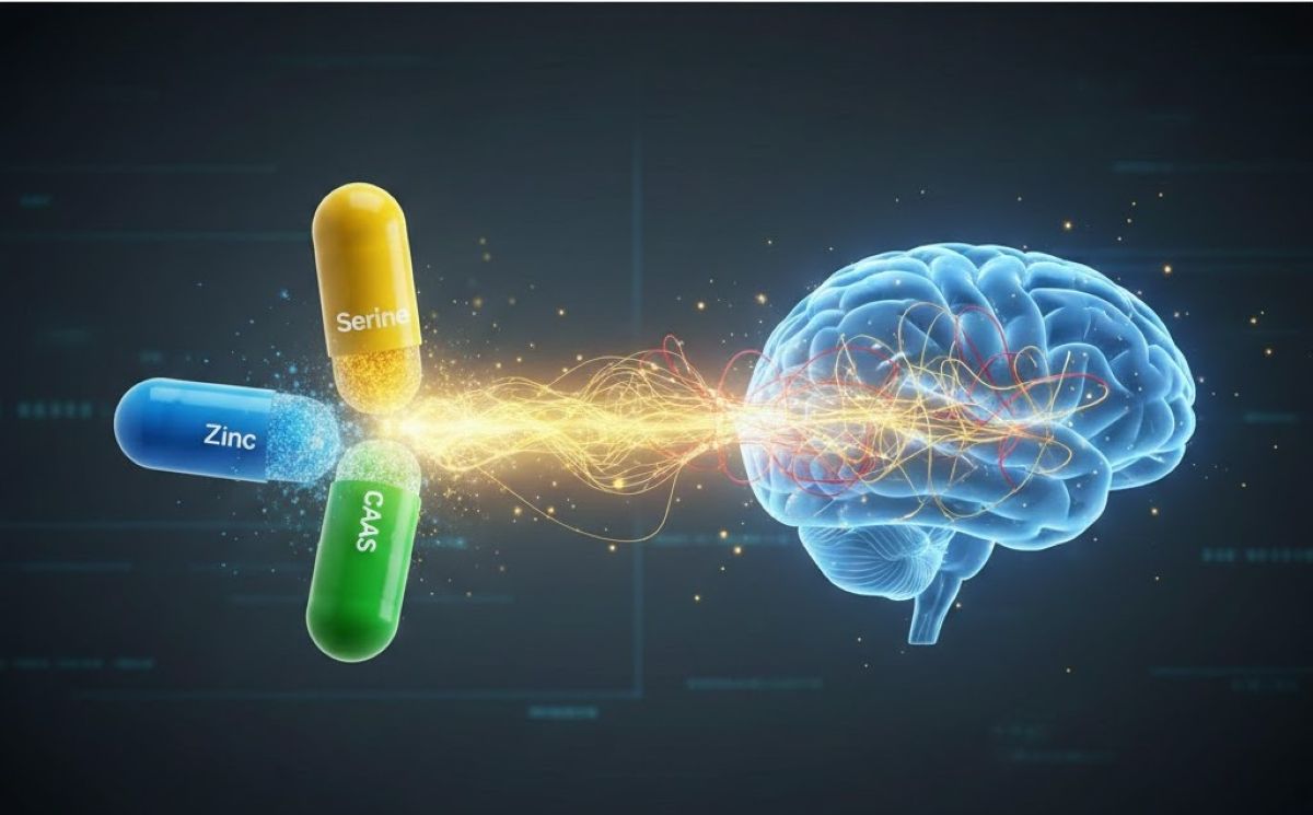 This shows a brain and three supplement pills