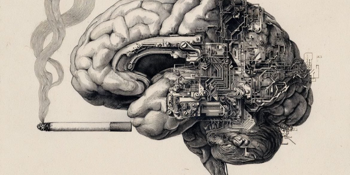 This shows a brain and a cigarette.