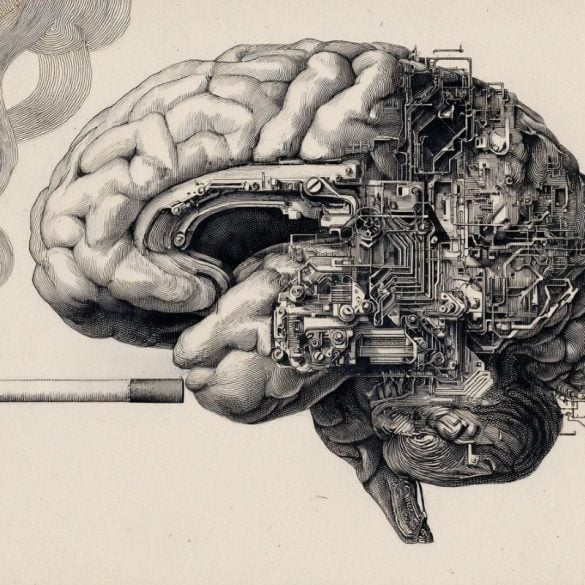 This shows a brain and a cigarette.