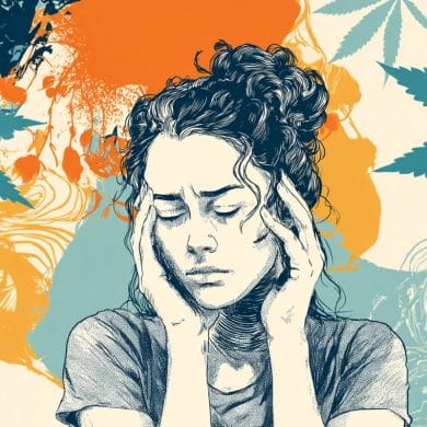 This shows a stressed woman and leaves.