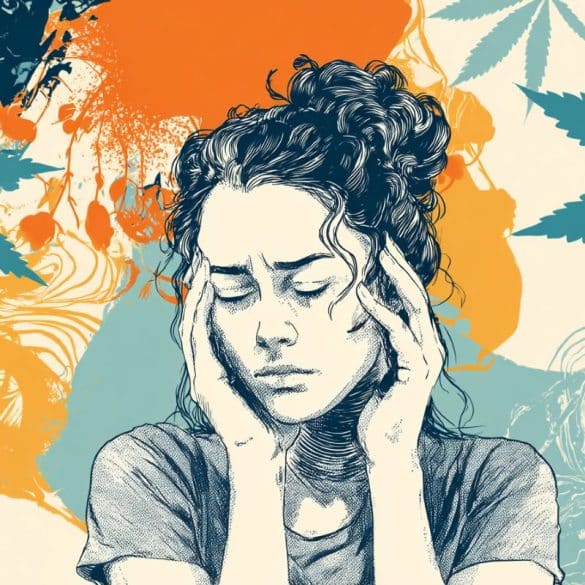 This shows a stressed woman and leaves.