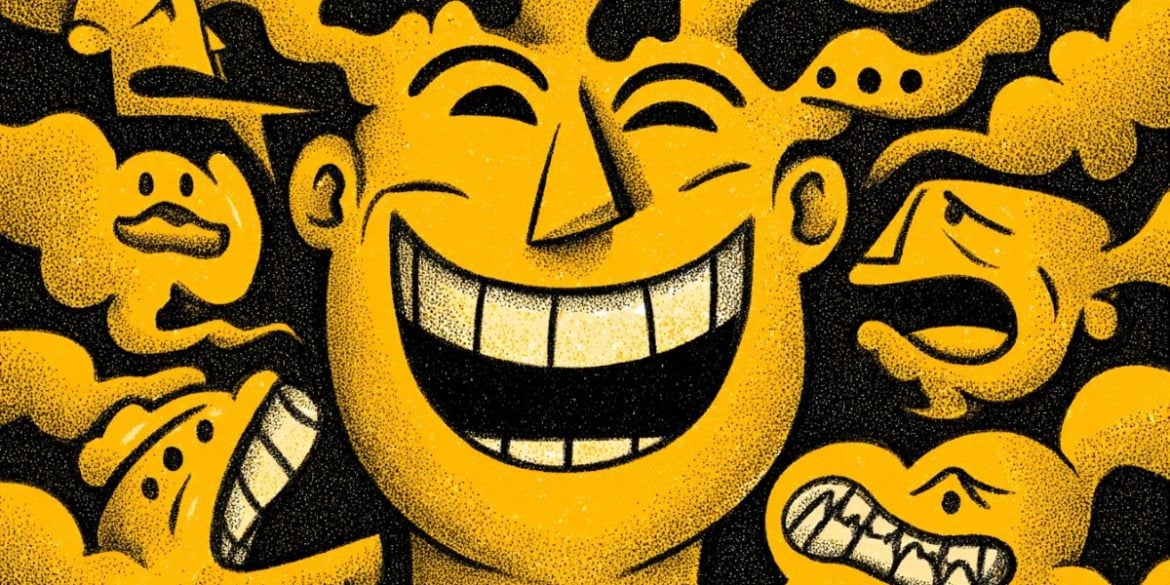 This shows a person laughing.