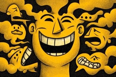 This shows a person laughing.