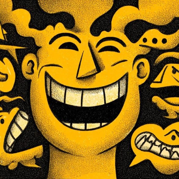 This shows a person laughing.