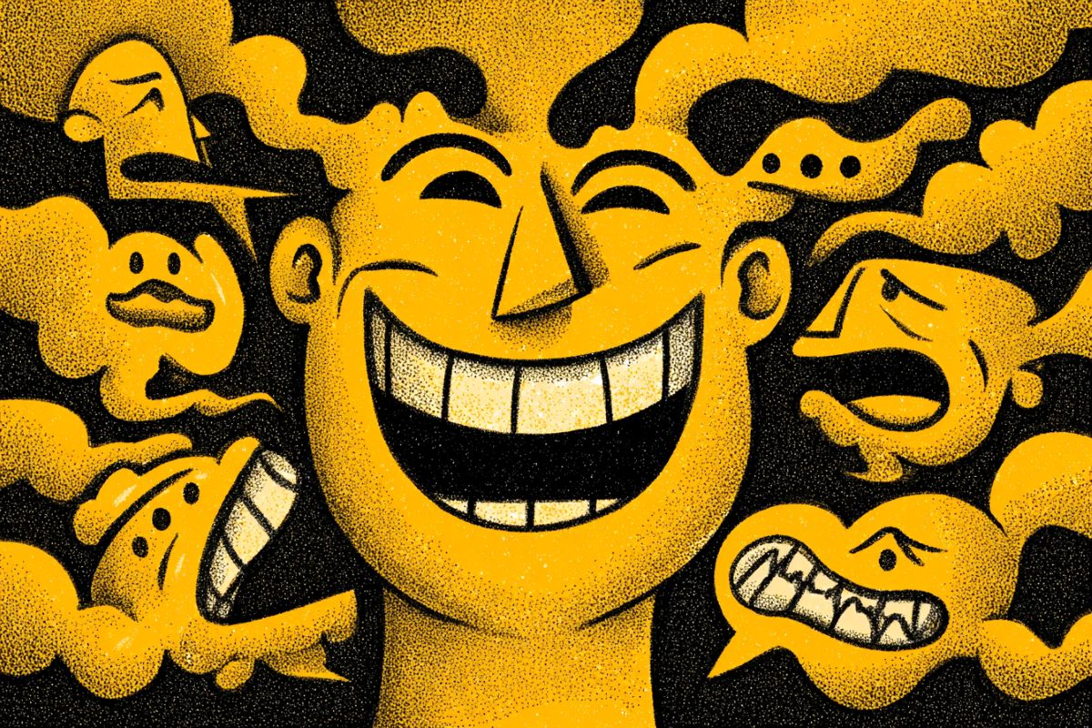 This shows a person laughing.