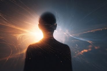 This shows a person surrounded by lights.
