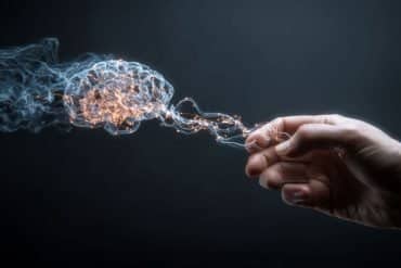 This shows a brain and a hand.