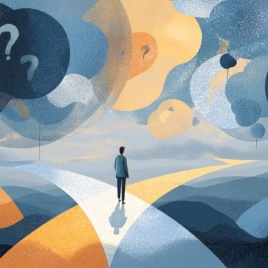 This shows a person at a cross roads.