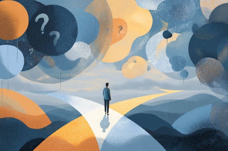 This shows a person at a cross roads.