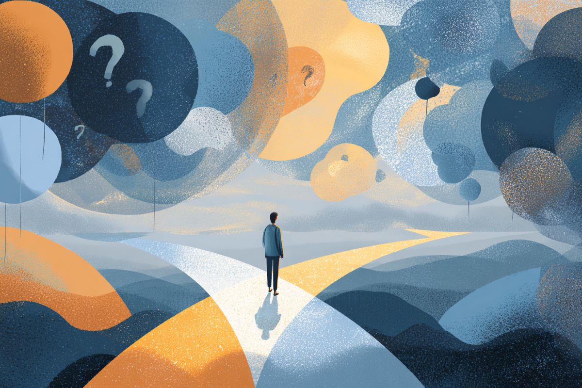 This shows a person at a cross roads.