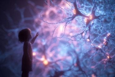 This shows a child reaching to touch neurons.