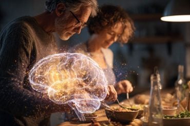 This shows a couple cooking together.