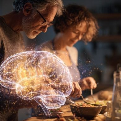 This shows a couple cooking together.