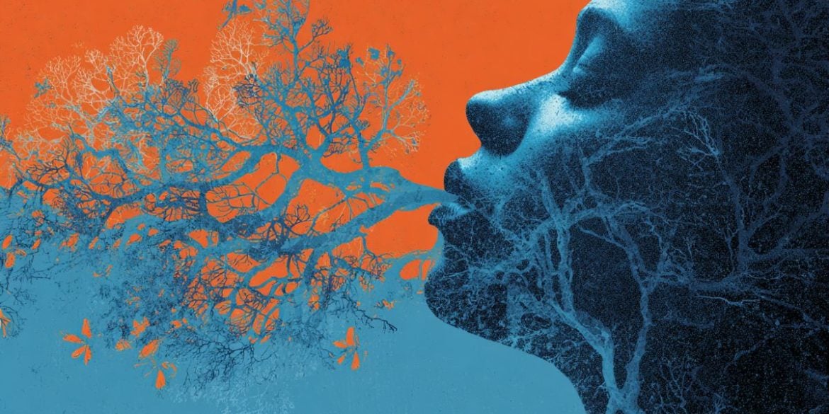 This shows a person deep breathing.