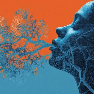 This shows a person deep breathing.