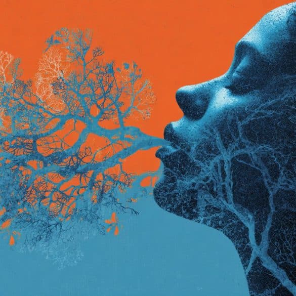 This shows a person deep breathing.