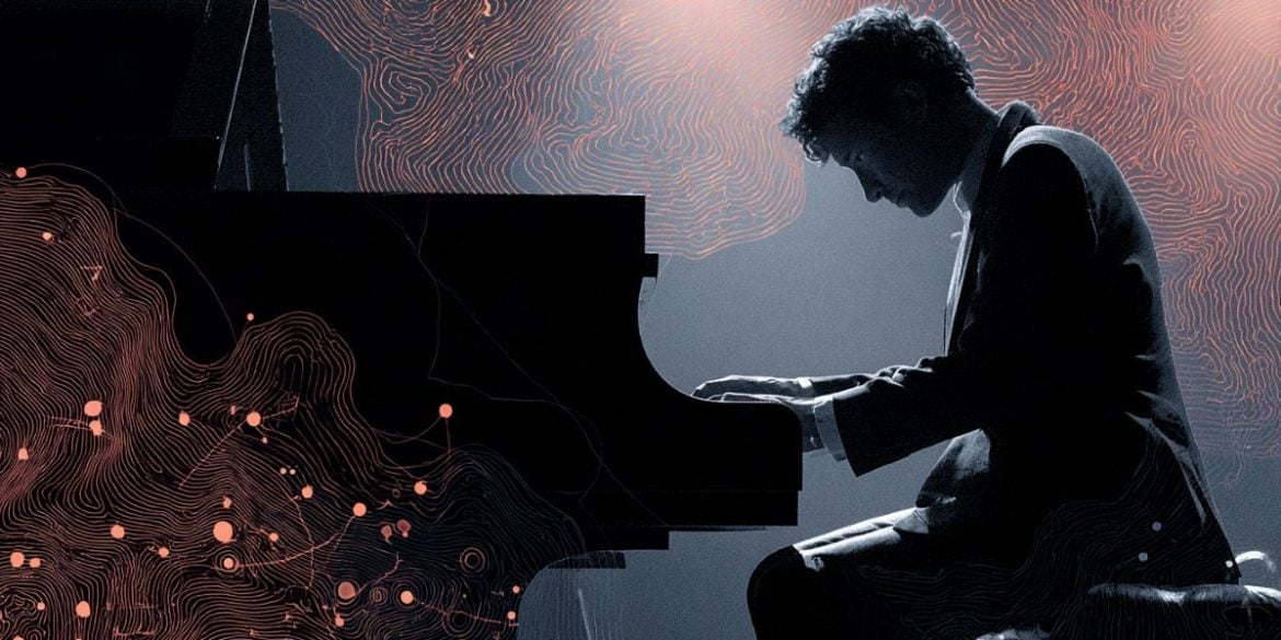 This shows a man playing piano.