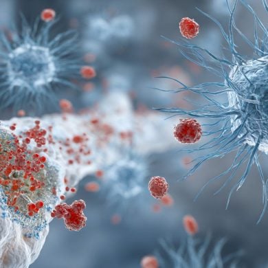 This shows a neuron and bacteria.