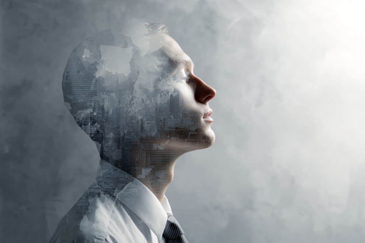 This shows the outline of a man's head.