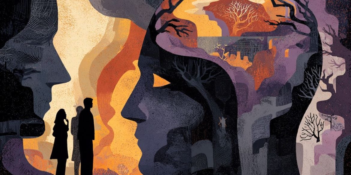 This shows the outline of a head and people.