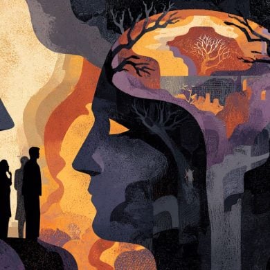 This shows the outline of a head and people.