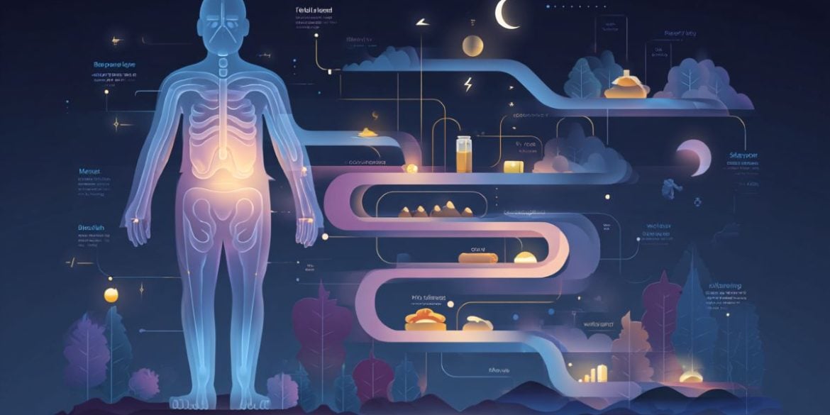 This shows the outline of a person and foods.