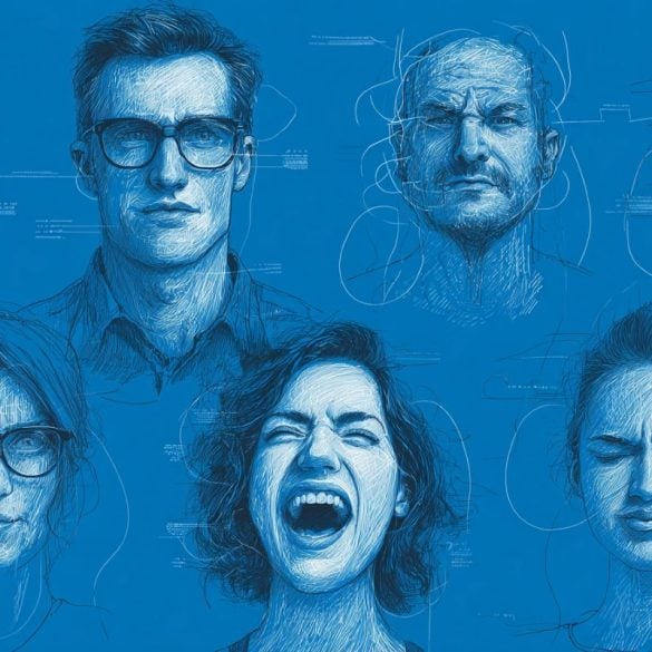 This shows faces expressing different emotions.