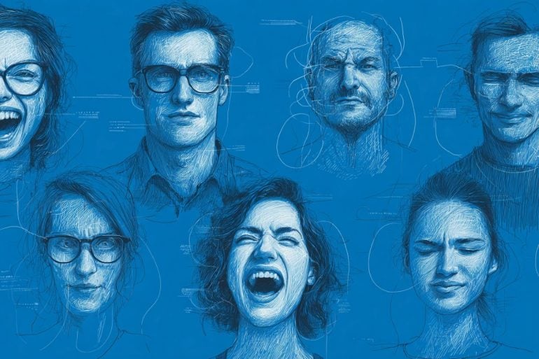 This shows faces expressing different emotions.