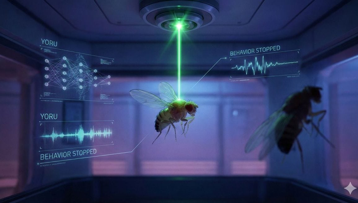 This shows flies under a green light.