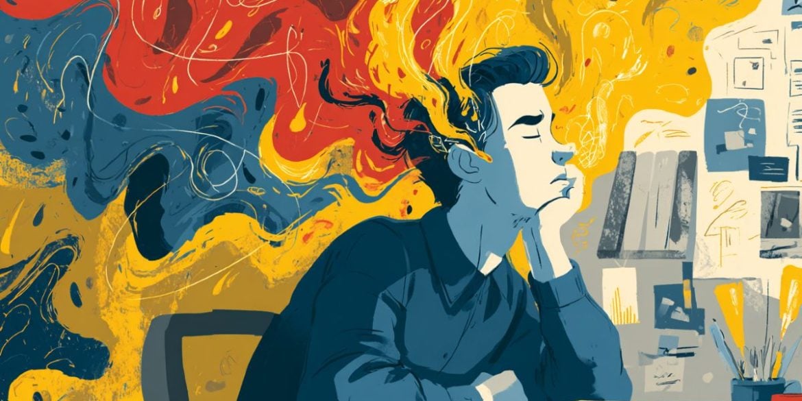 This shows a distracted person attempting to study.