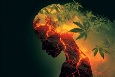 This shows the outline of an inflamed teen head with leaves surrounding it.