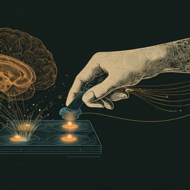 This shows a hand moving and a brain.