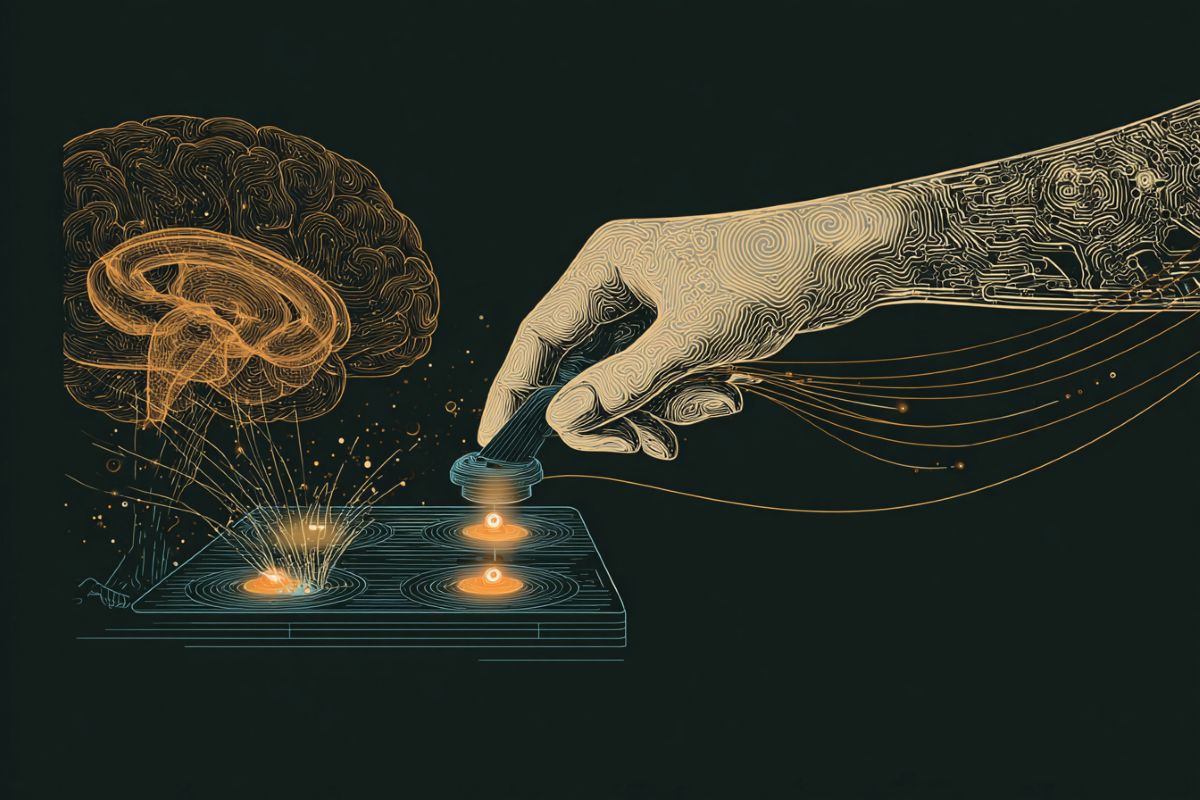 This shows a hand moving and a brain.